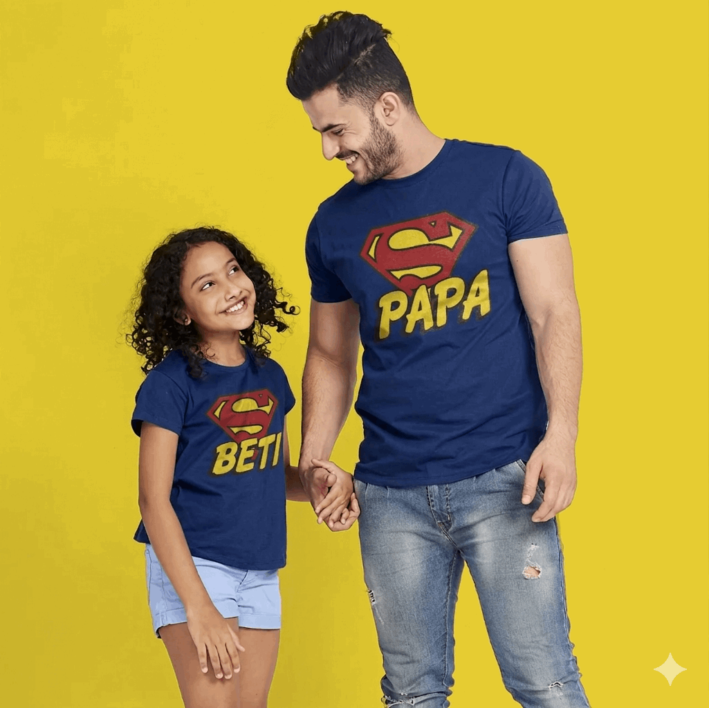 Daddy and Daughter Matching T-Shirt | Papa & Beti Graphic Tee