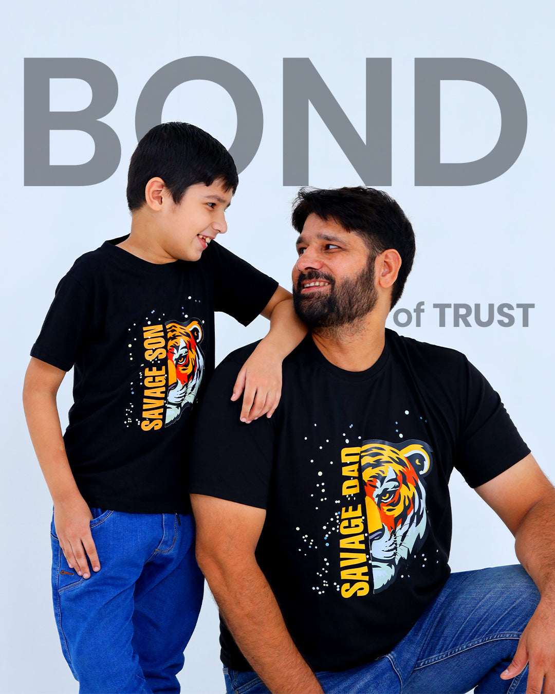 Savage Dad And Son Twinning Black Tees For Dad And Son