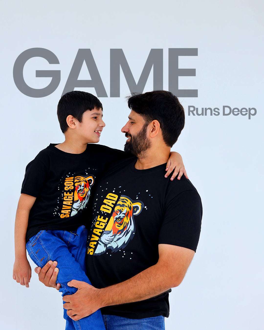 Savage Dad And Son Twinning Black Tees For Dad And Son