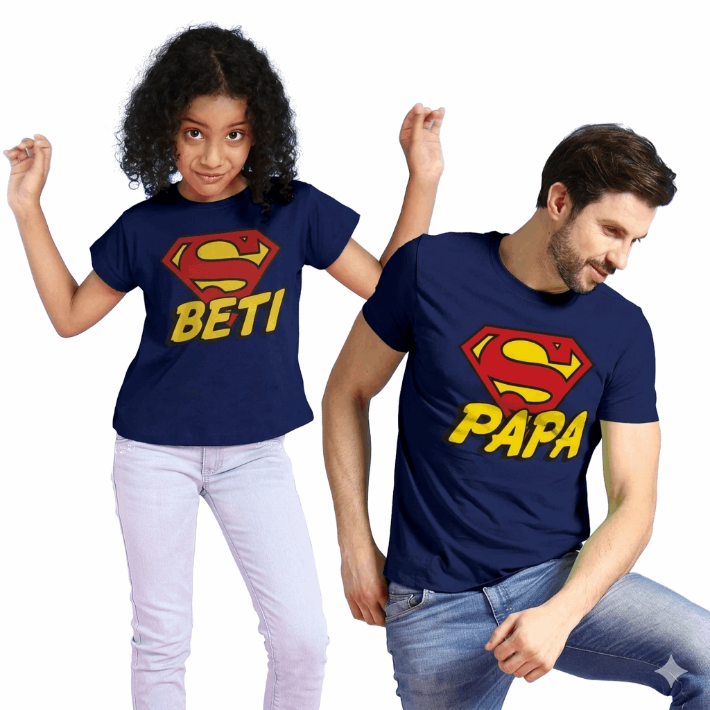 Daddy and Daughter Matching T-Shirt | Papa & Beti Graphic Tee