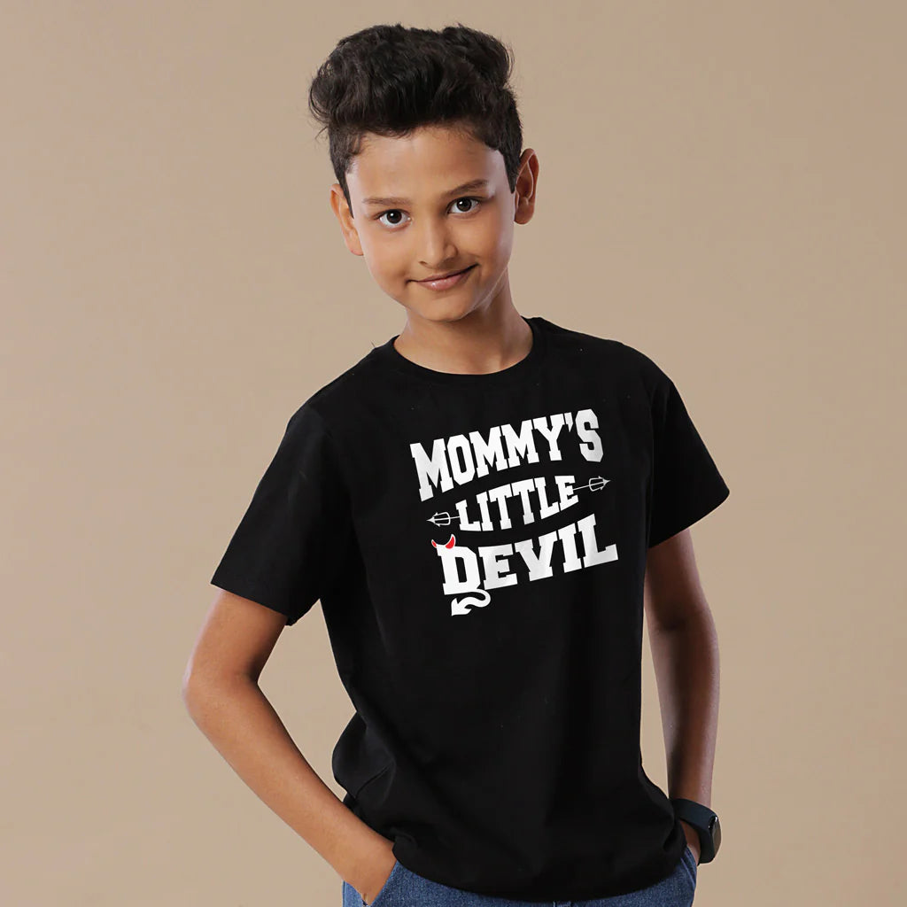 Mom and Son Matching T-Shirt | Little Devil and Little Angel Graphic Tee